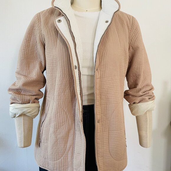 Gallery Quilted Jacket – Dusty Blush / Nude Tone Textured Quilted Coat–Women’s M - Picture 2 of 7
